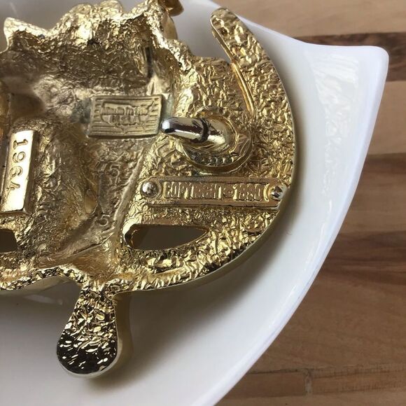 Vintage Saddle Buckle Belt Rodeo SW Gold Equestrian Horses - Picture 12 of 16